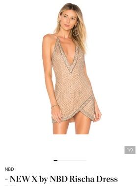 NBD Rischa Halter Mini Dress in Champagne Gold